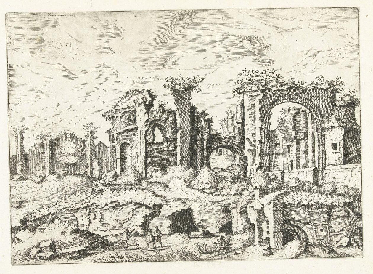 Quatrième vue des ruines du Palatin (série Ruines romaines, 1561) - Johannes of Lucas van Doetechum (attributed to)
