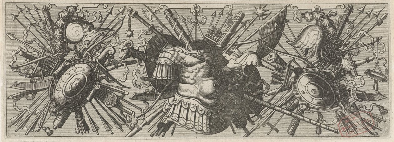 Panoplie. Frise avec des armes romaines, partie inférieure - Johannes of Lucas van Doetechum