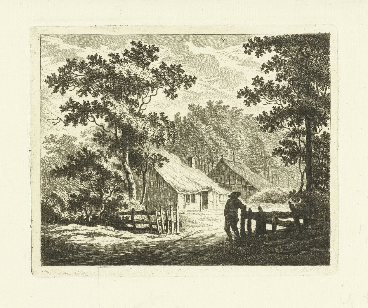 Paysage avec ferme et cour avec clôture - Johannes van Cuylenburgh