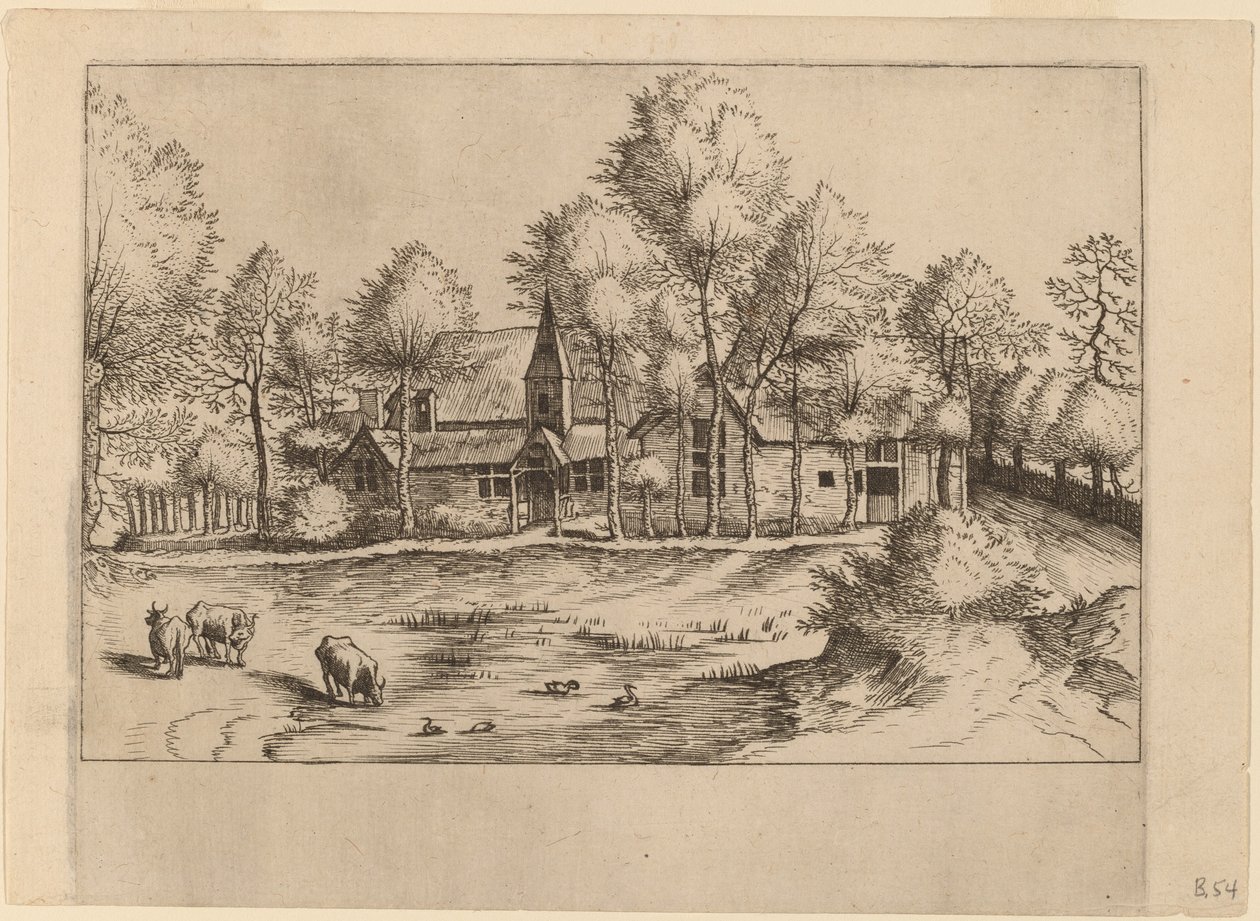 Village de campagne avec église - Johannes van Doetechum, the Elder and Lucas