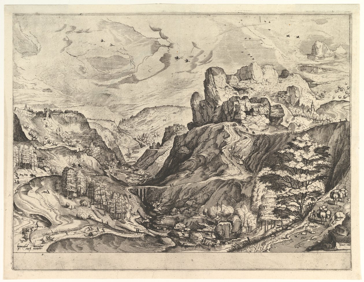 Paysage alpin avec une vallée profonde des Grands Paysages, vers 1555-56 - Johannes van Doetecum I