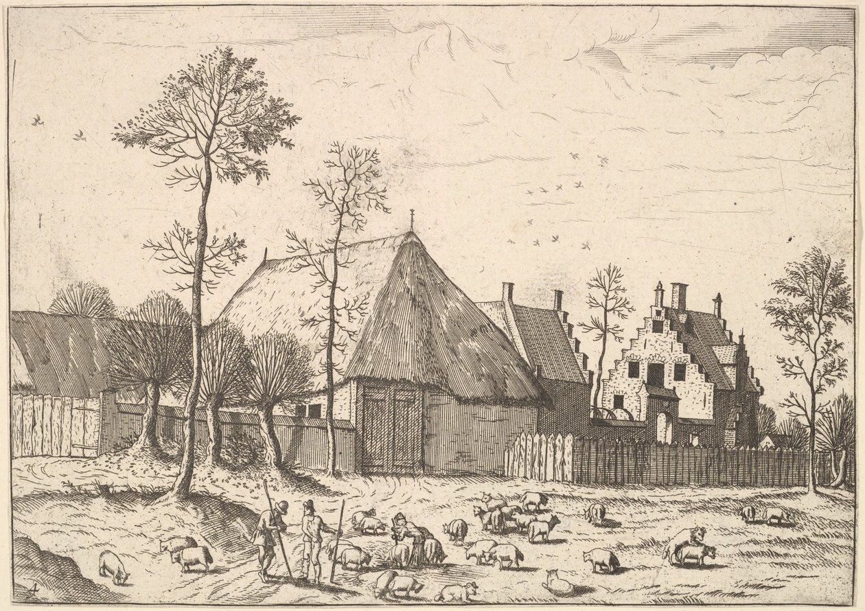 Cabane avec cottage, des Petits Paysages, 1559-61 - Johannes van Doetecum I