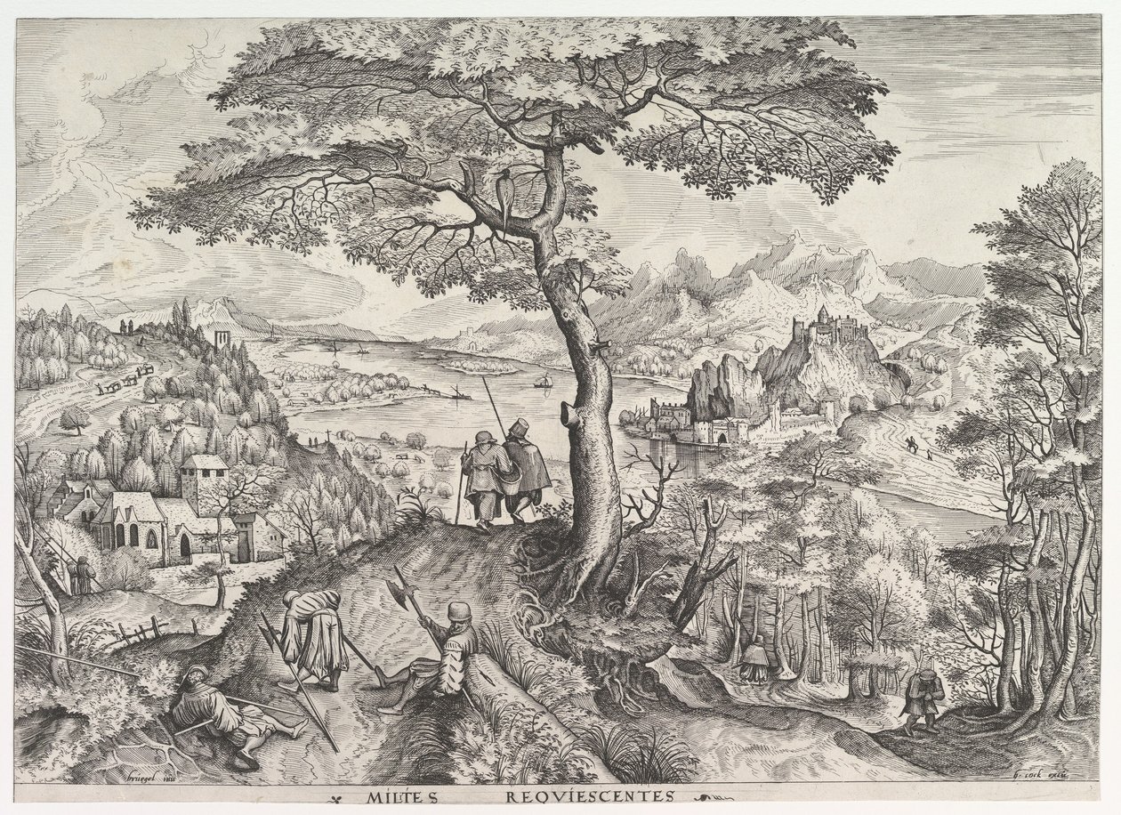Soldats au repos Milites requiescentes des Grands Paysages, vers 1555-56 - Johannes van Doetecum I