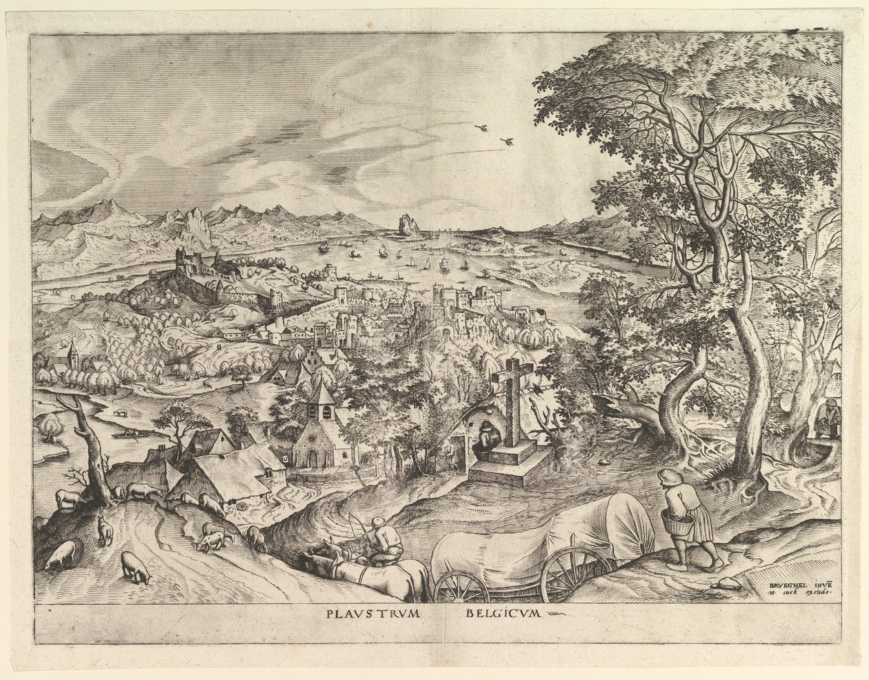 Le Wagon belge Plaustrum Belgicum des Grandes Paysages, vers 1555-56 - Johannes van Doetecum I