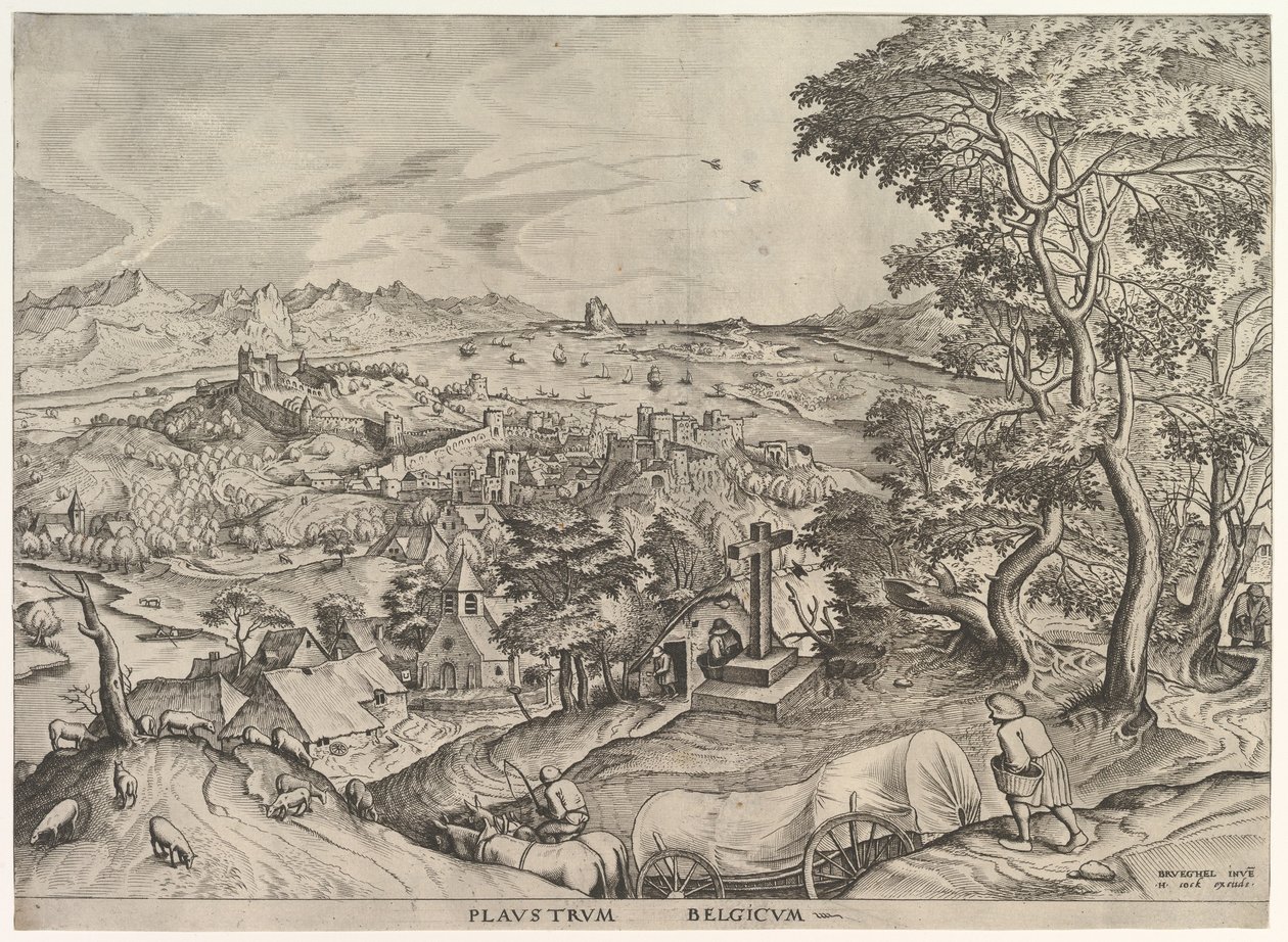 Le chariot belge Plaustrum Belgicum des Grands Paysages, vers 1555-56 - Johannes van Doetecum I