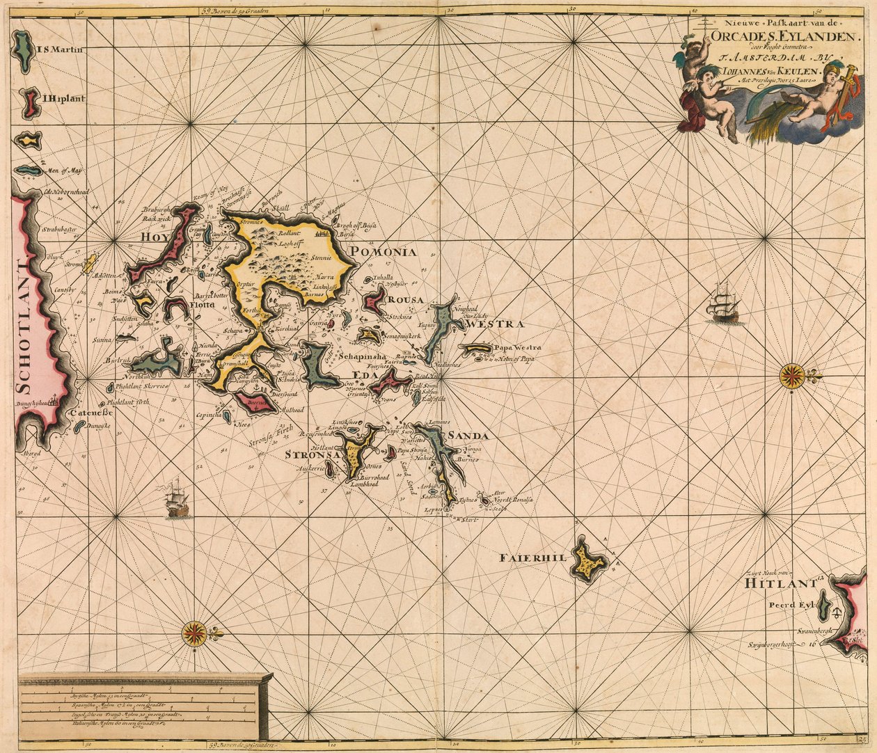 Carte des Orcades Eylande (Orkneys) du 