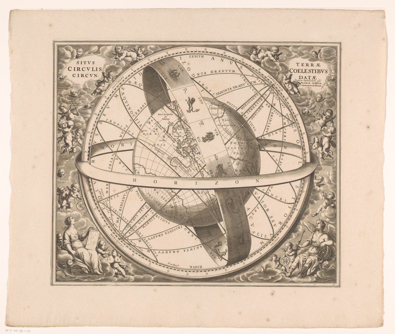 Carte céleste de la Terre selon le système de Ptolémée - Johannes van Loon