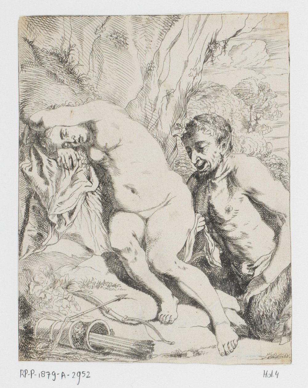 Nymphe endormie et satyre - Johannes van Seegen