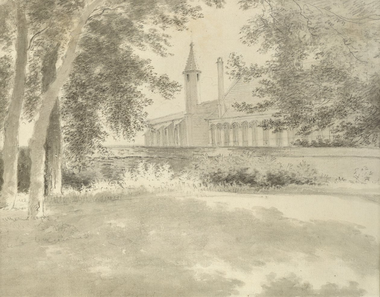 Chapelle et bibliothèque de Balliol depuis le bosquet, 2 août 1783 - John Baptist Malchair