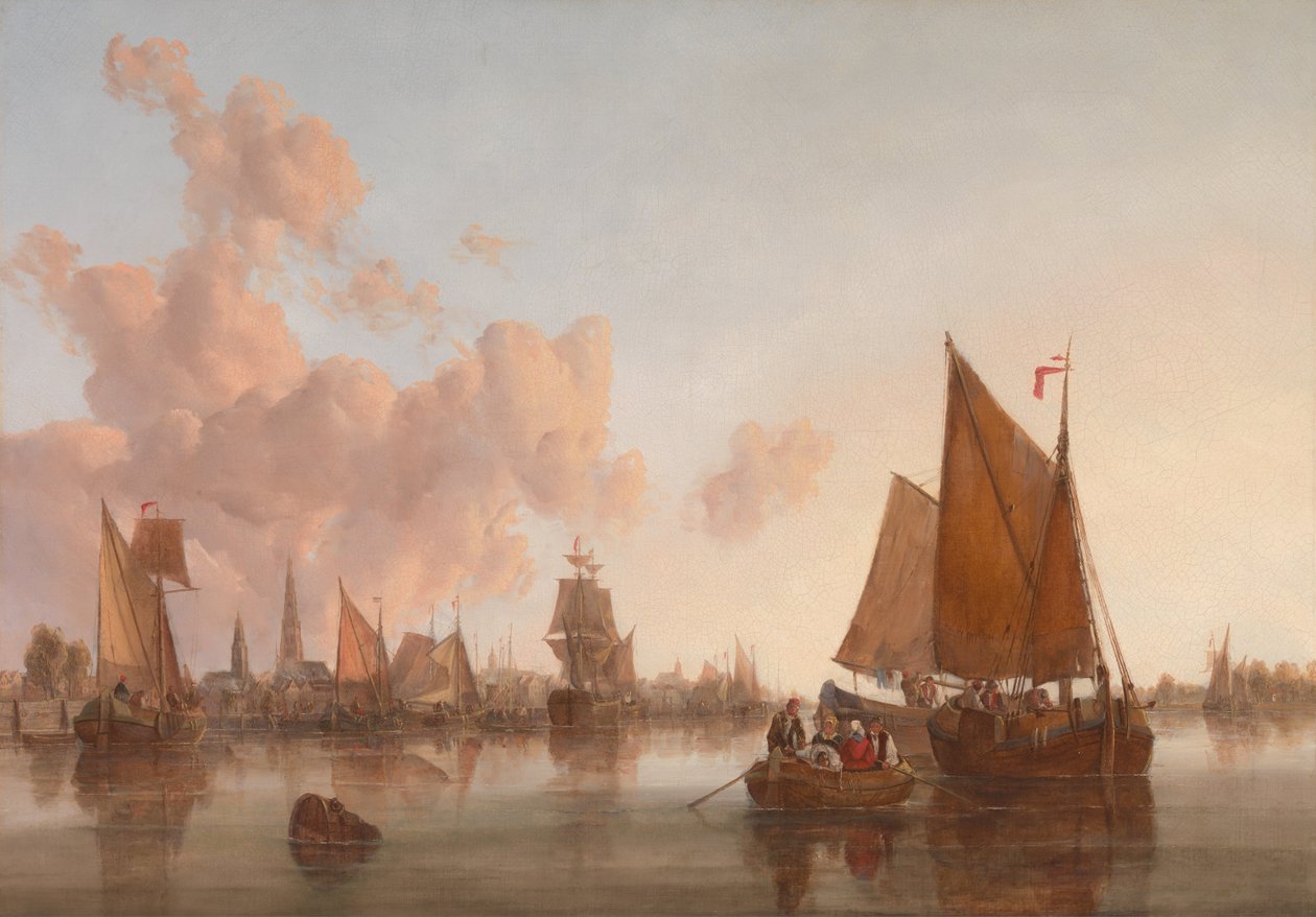 Voiliers et barges sur un estuaire néerlandais - John Crome