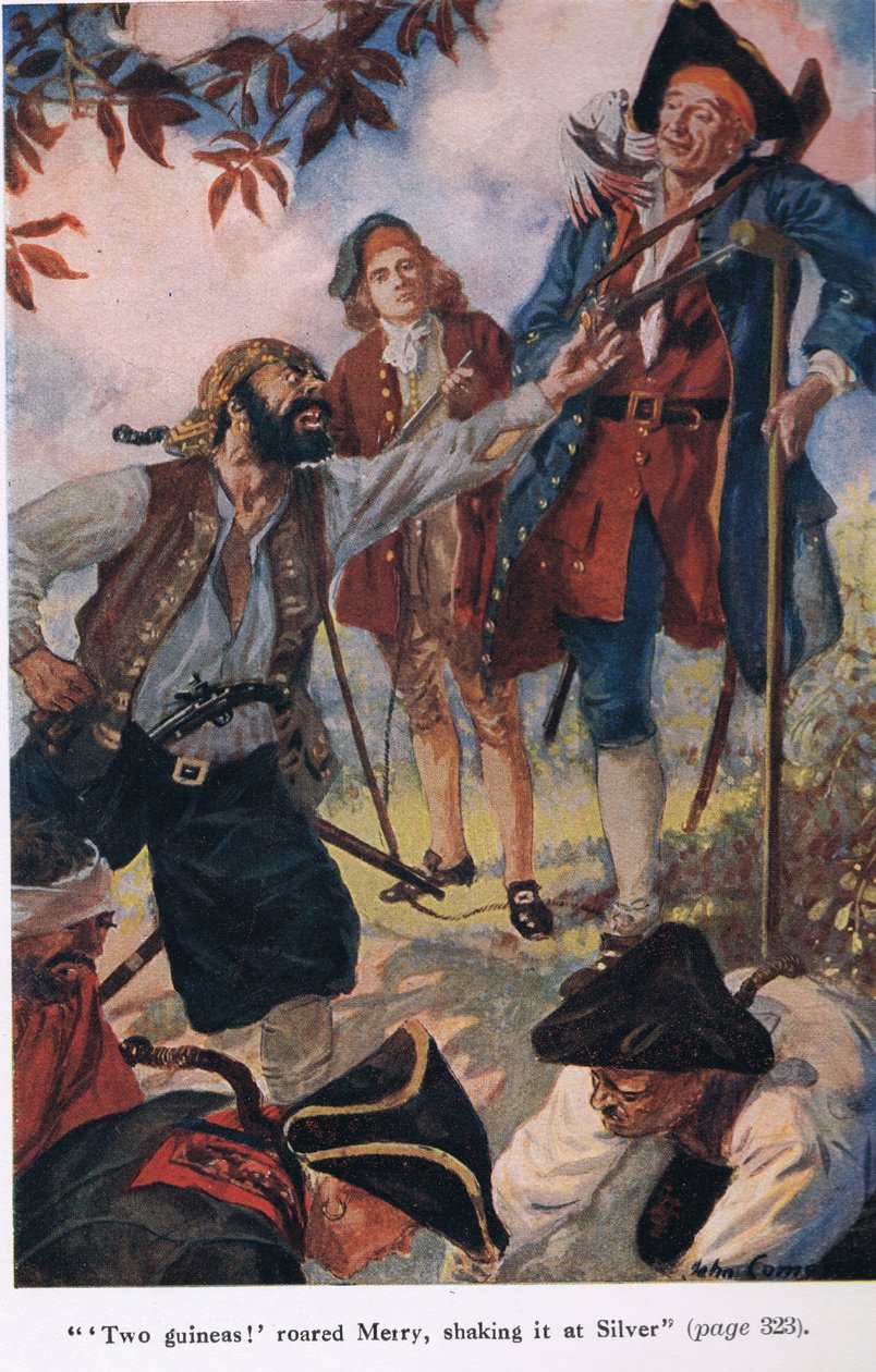Deux guinées criées Merry, les secouant à Silver, illustration de 
