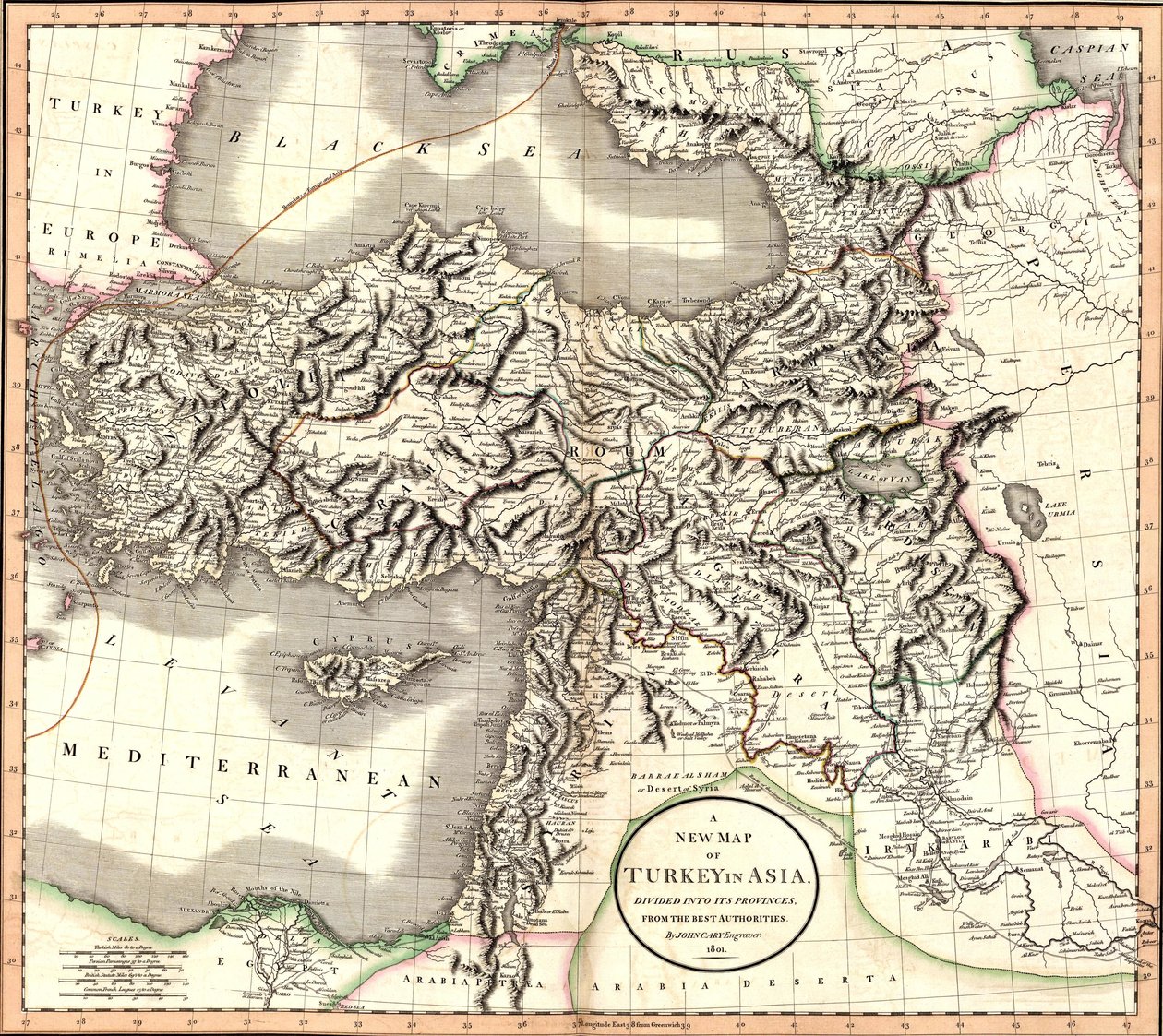 Nouvelle carte de la Turquie en Asie, divisée en ses provinces, d
