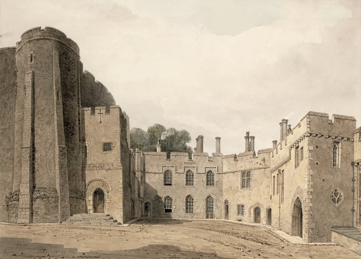 La cour intérieure du château de Berkeley, Gloucestershire, vue vers le nord-est, 1822 - John Chessell Buckler