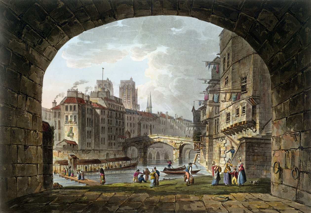 Vue du Pont du Châtelet et de la cathédrale Notre-Dame, 1810 - John Claude Nattes