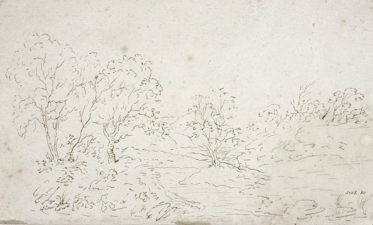 Paysage : un ruisseau coulant entre les arbres - John Constable