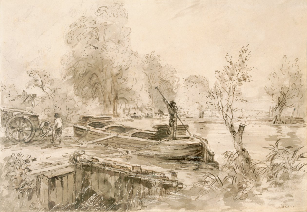Hommes chargeant une barge sur la Stour, 1827 - John Constable