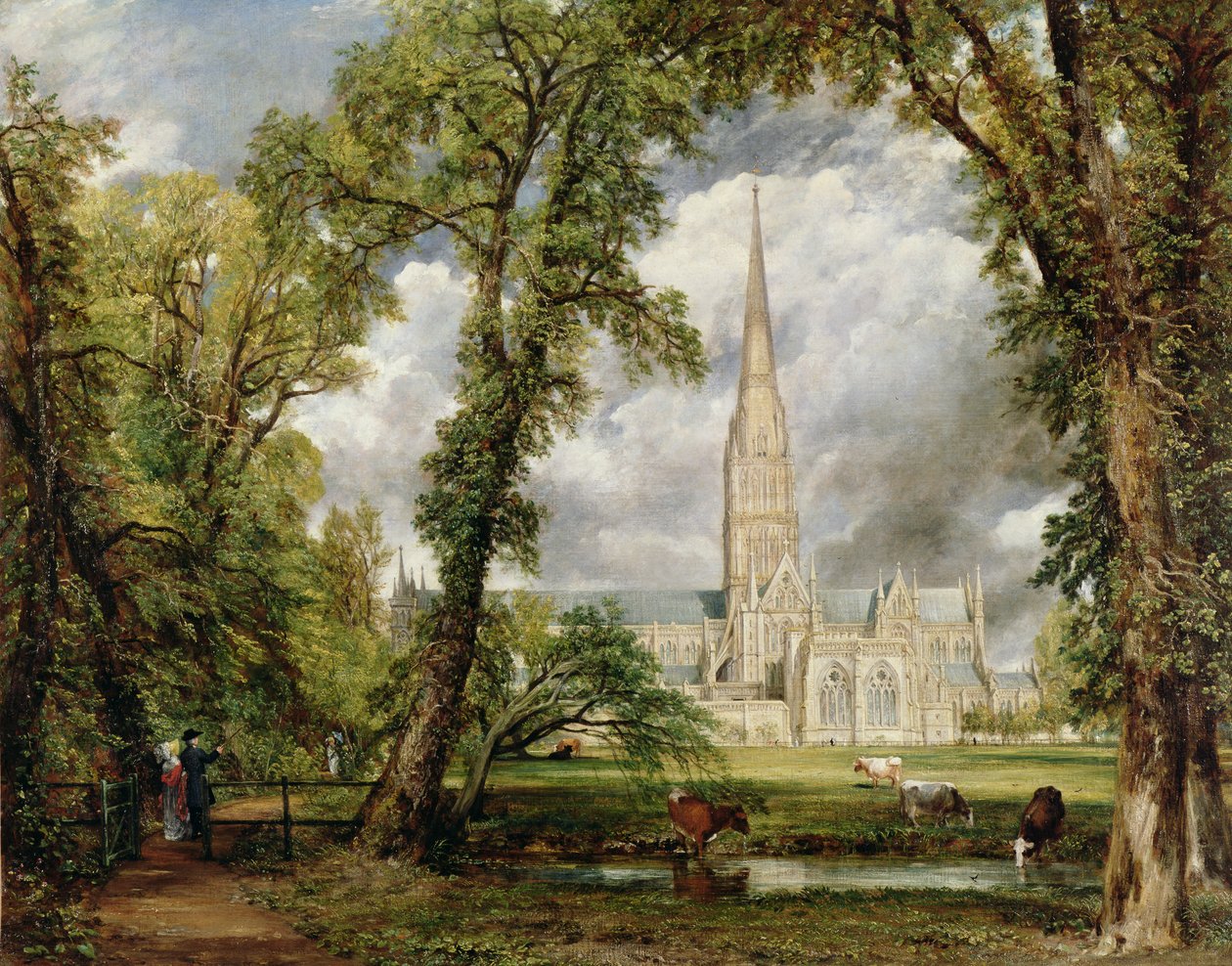 Vue de la cathédrale de Salisbury depuis les jardins de l
