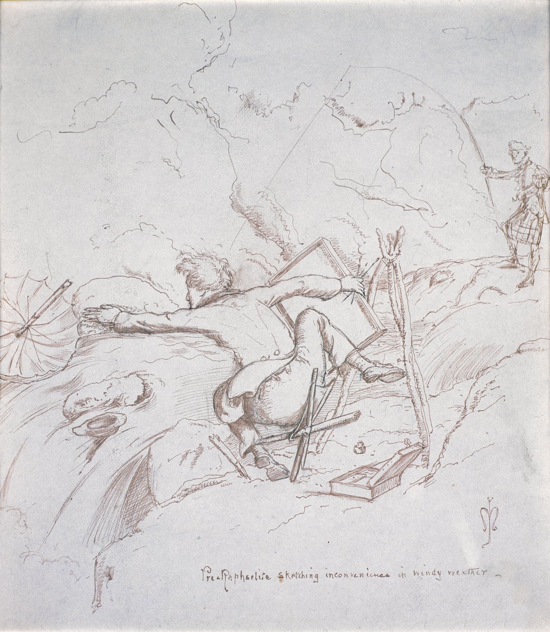 Inconvénient de croquis préraphaélite par temps venteux - John Everett Millais