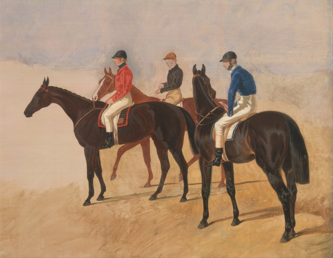 Steeplechase cracks- Allen McDonough sur Brunette, Tom Oliver sur Discount, et Jem Mason sur Lottery - John F. Herring