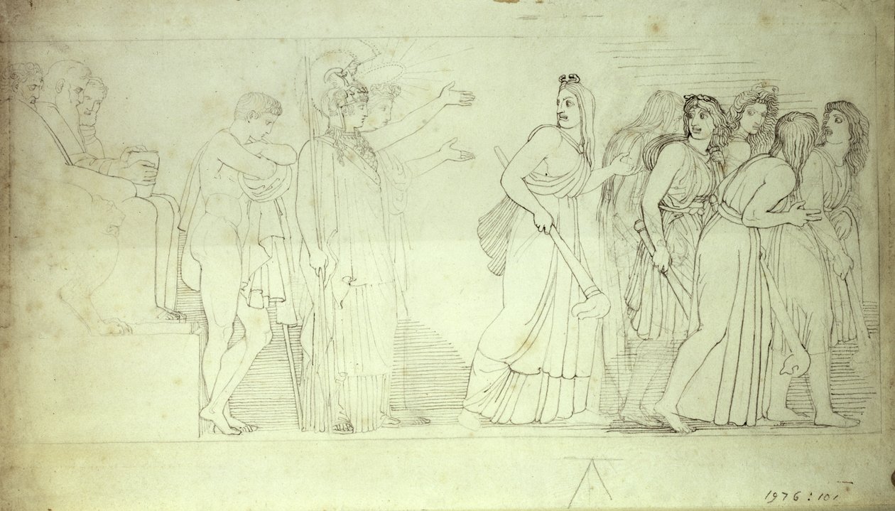 Les Furies quittant Athéna, Apollon et Oreste, 18e siècle - John Flaxman