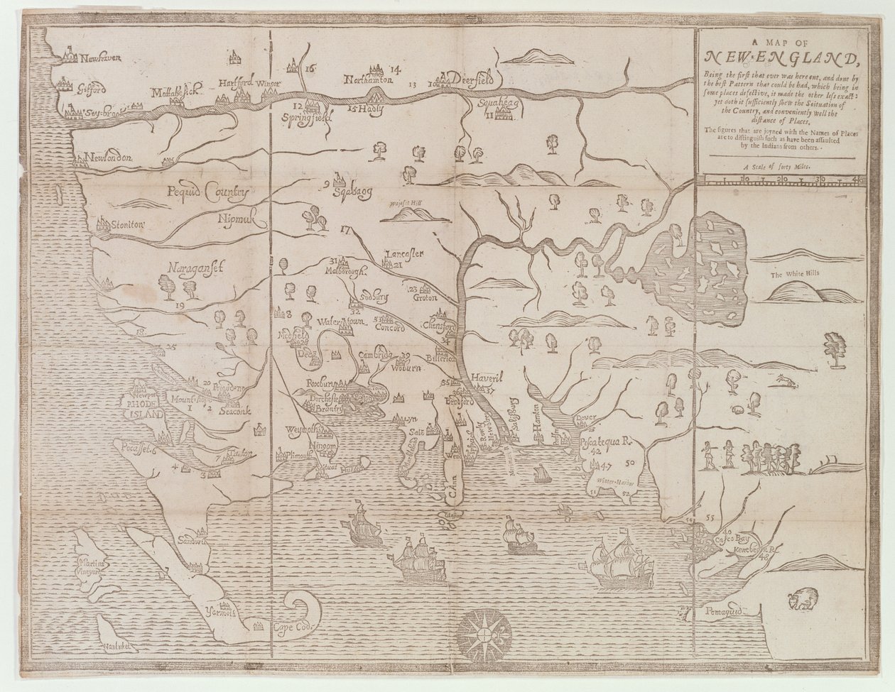 Carte de la Nouvelle-Angleterre, étant la première jamais coupée ici, 1677 - John Foster