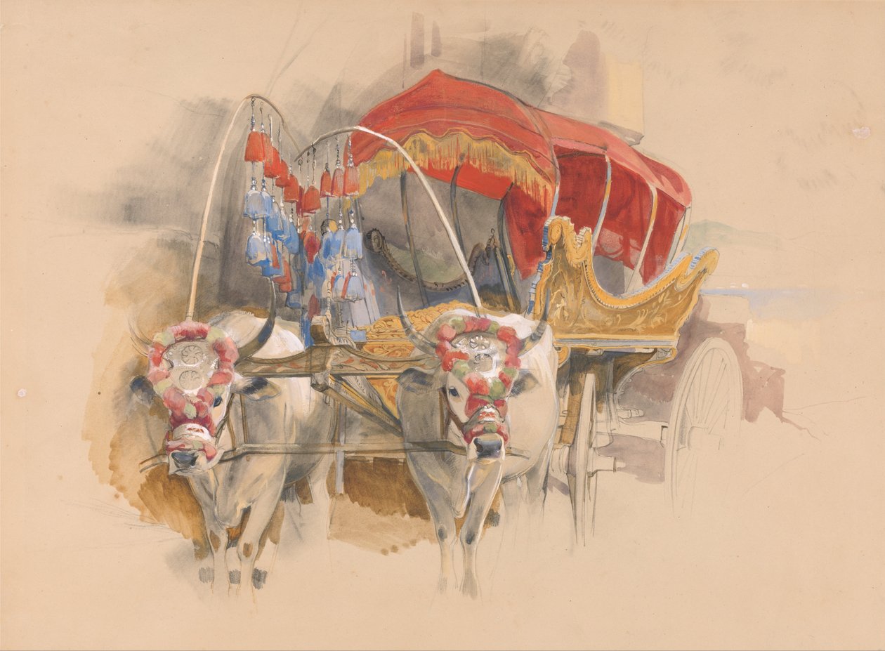Une araba turque tirée par deux bœufs blancs, Constantinople - John Frederick Lewis