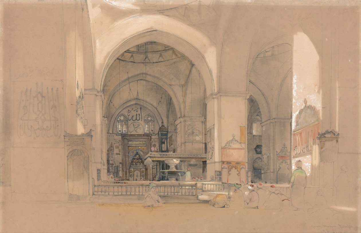 Intérieur de la Grande Mosquée (Ulucami), Bursa, Turquie - John Frederick Lewis