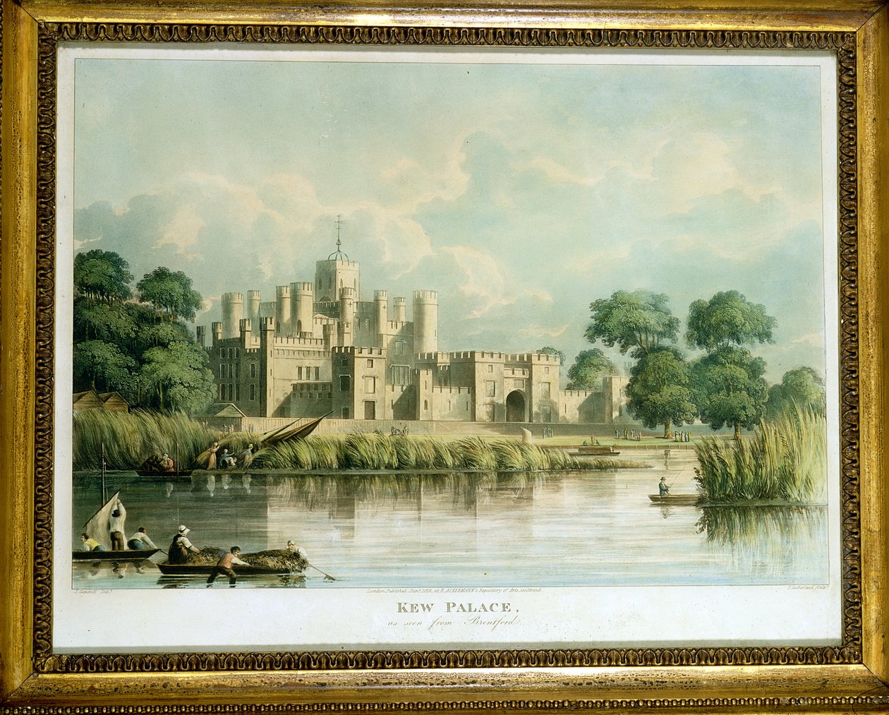 Le palais de Kew vu de Brentford, gravé par Thomas Sutherland, publié en 1819 - John Gendall