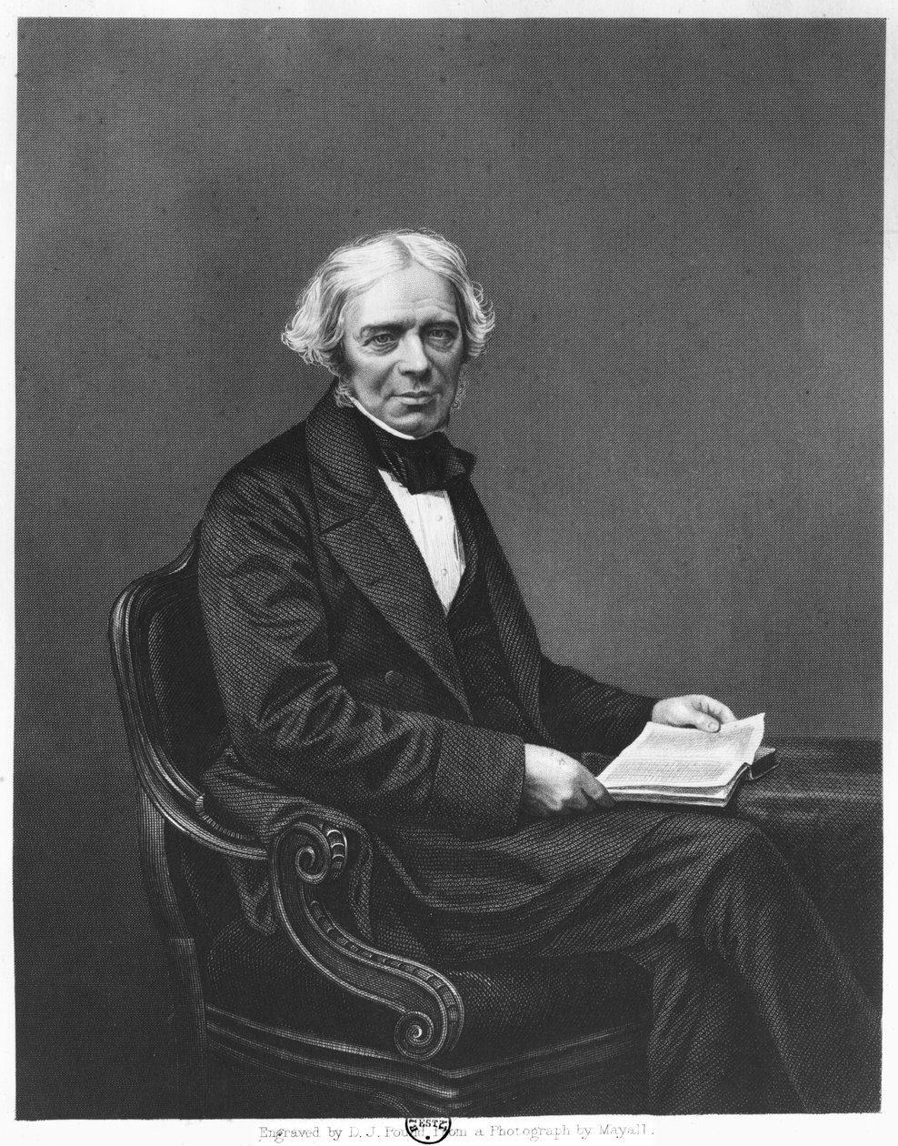 Portrait de Michael Faraday (1791-1867) gravé par D.J. Pound d