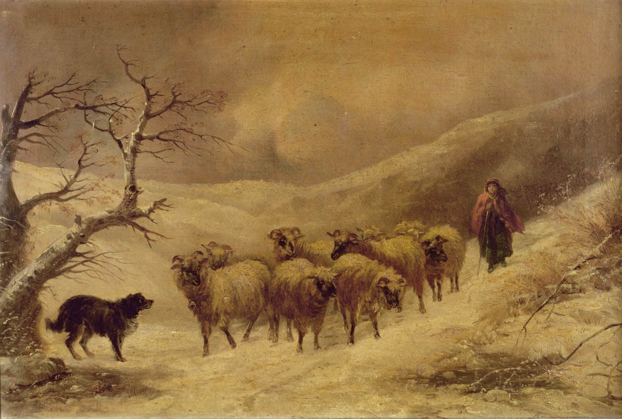 Bergère dans la neige, 1845-1900 - John Joseph Barker