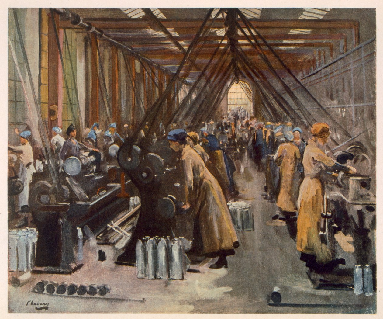 Fabrication de coquillages, Édimbourg, des Artistes britanniques au front, continuation du Front occidental, 1918 - John Lavery