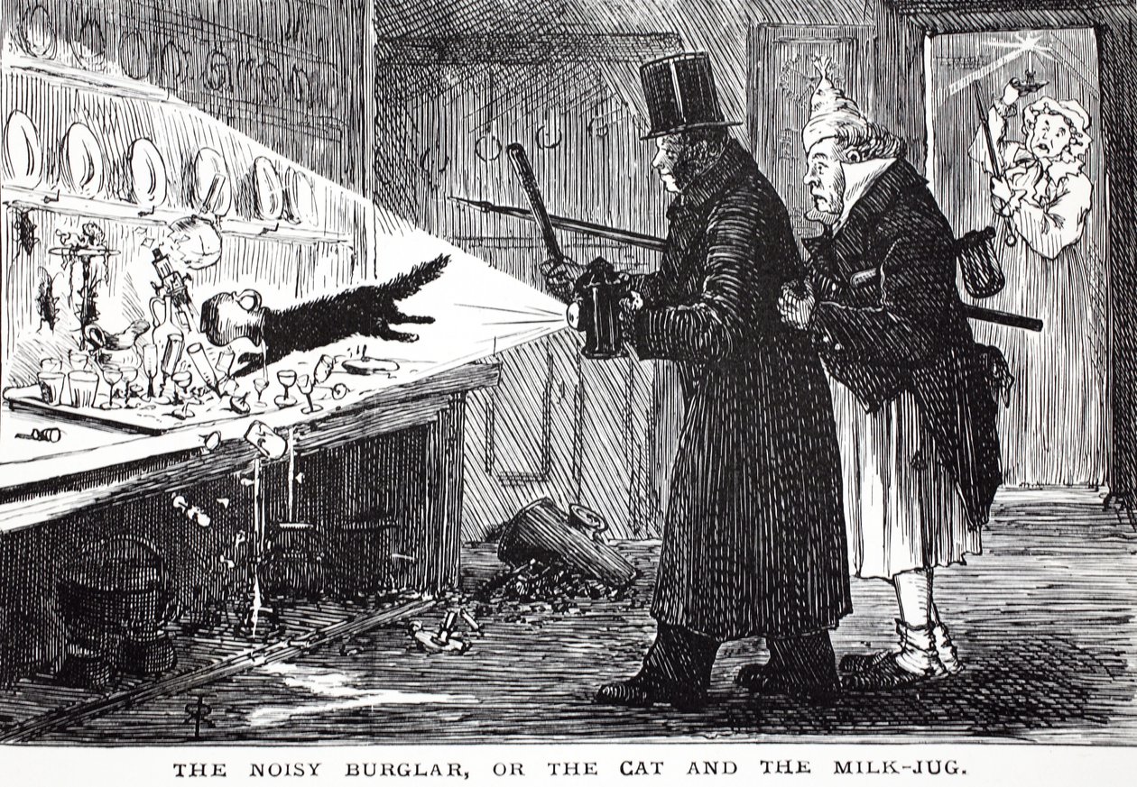 Le cambrioleur bruyant, ou le chat et le pot de lait - John Leech