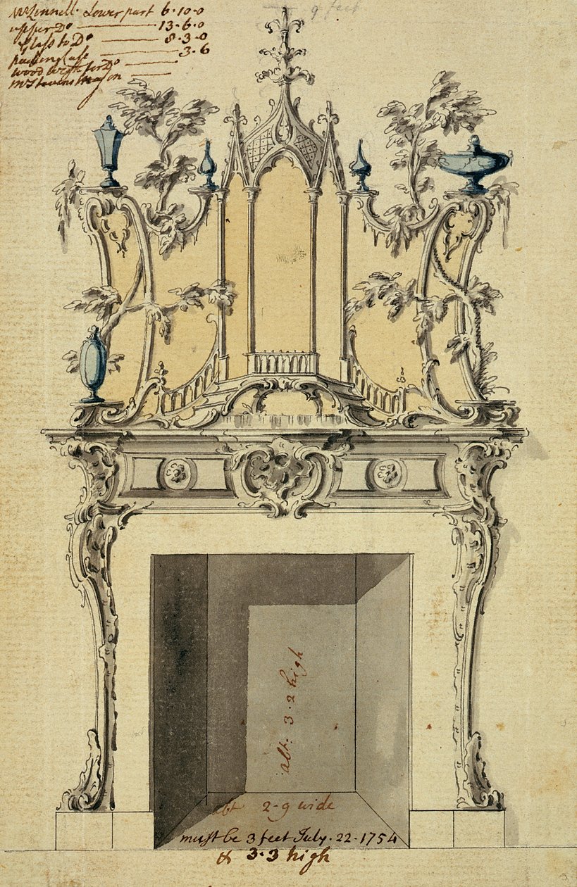 Conception pour une cheminée rococo, 1754 - John Linnell