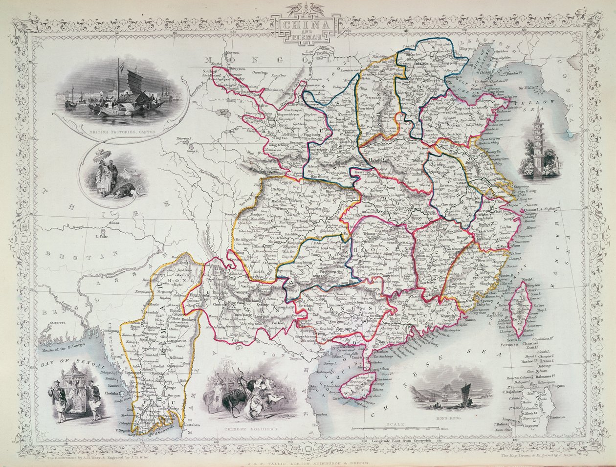 Carte de la Chine et de la Birmanie, 1851 - John Rapkin