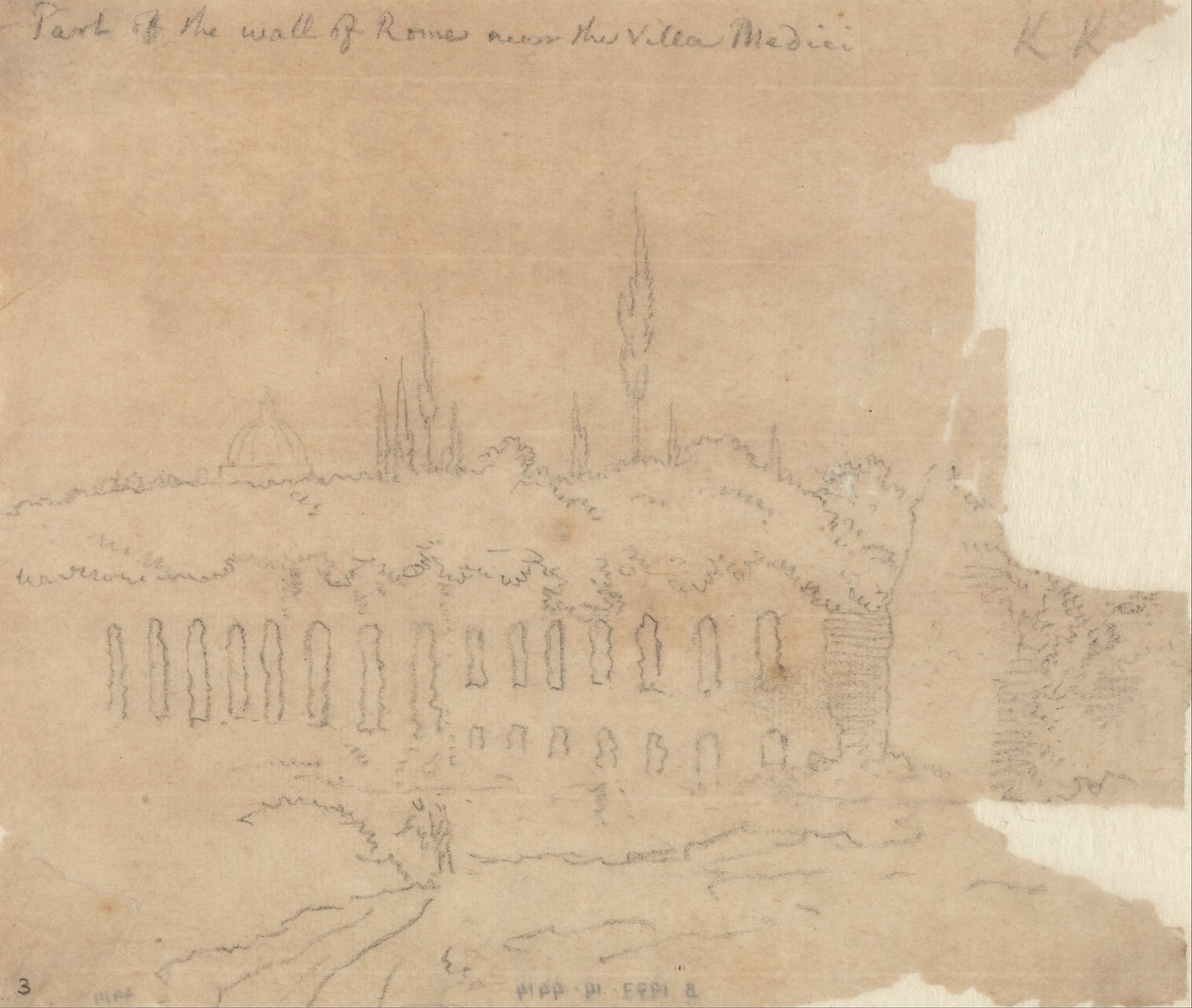 Partie du mur de Rome près de la Villa Médicis - John Robert Cozens