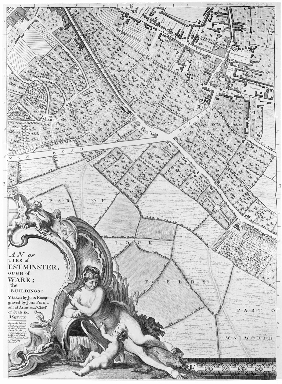 Carte de Camberwell, Londres, 1746 - John Rocque