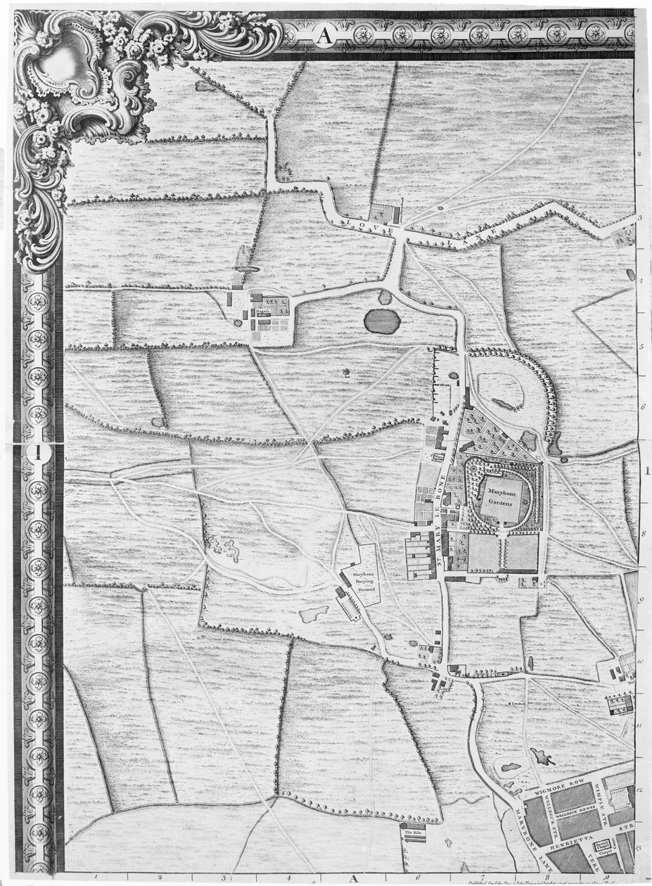 Carte de Marylebone, Londres, 1746 - John Rocque