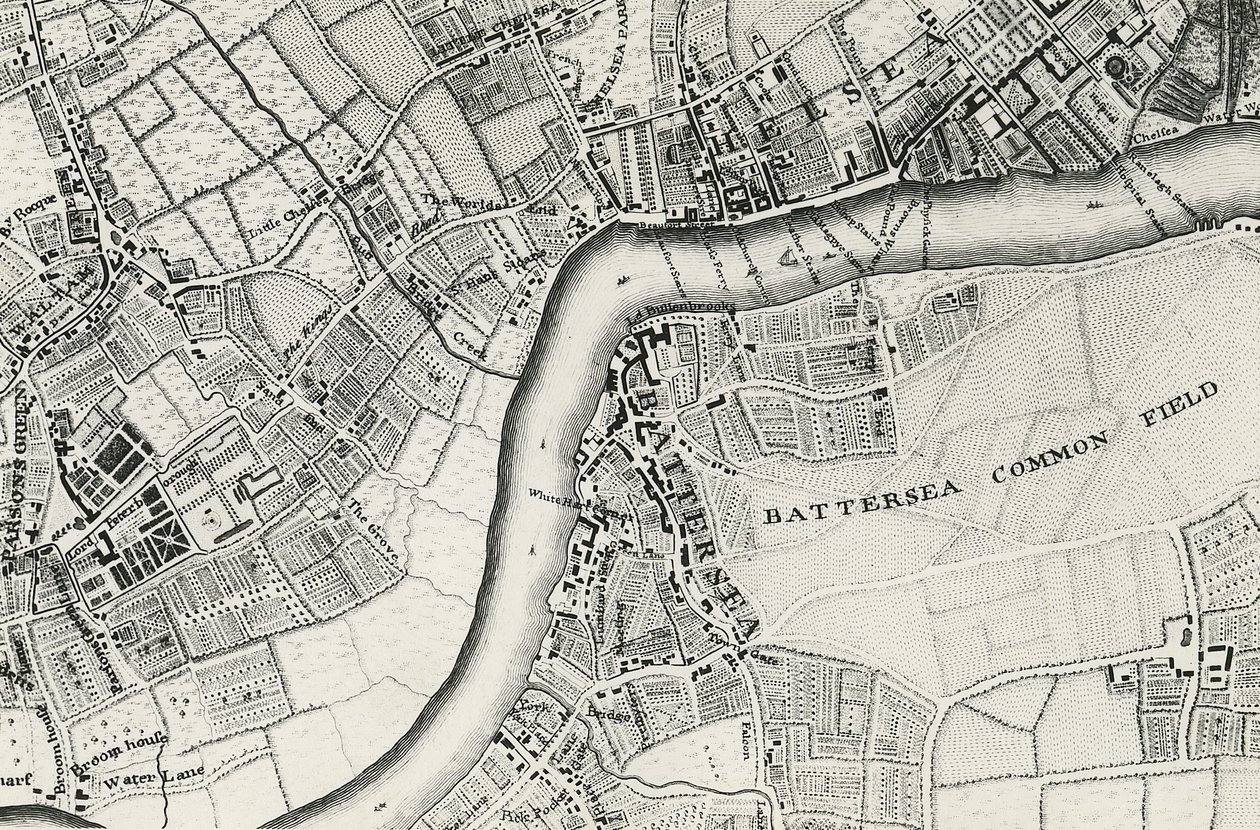 Carte de Battersea et Chelsea - John Rocque