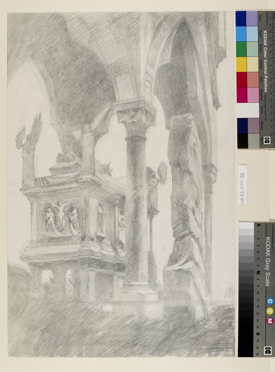 Étude pour le Clair-obscur Général du Sarcophage et du Canopy du Tombeau de Mastino II della Scala à Vérone, c. 1869 - John Ruskin