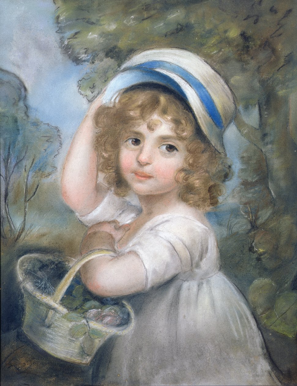 Fille avec un panier de fleurs - John Russell
