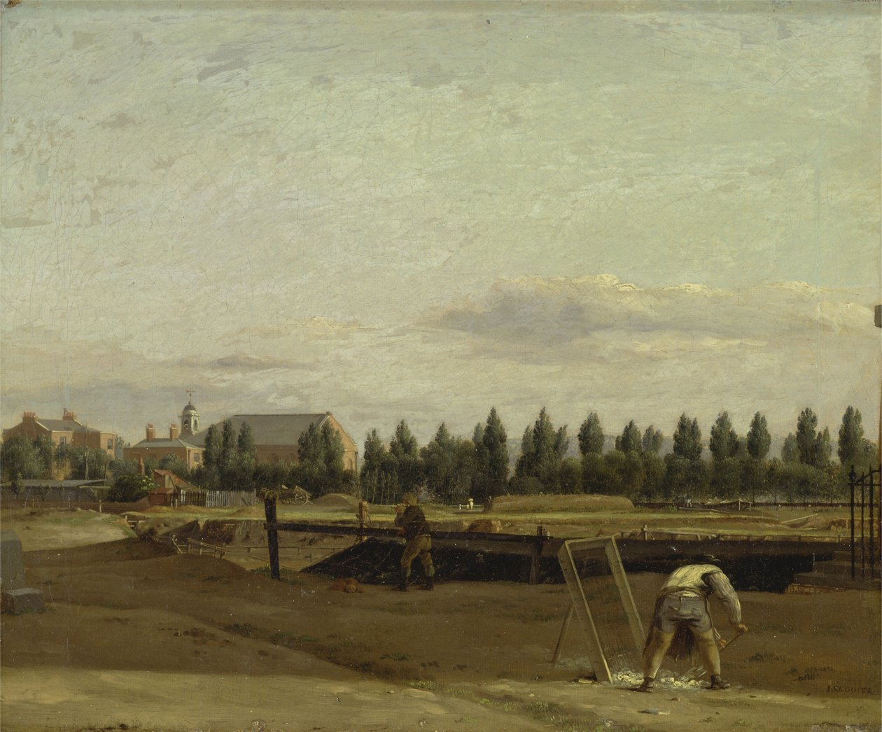 Excavation du canal du Régent, avec vue de la chapelle de Marylebone, c.1812 - John Seguier