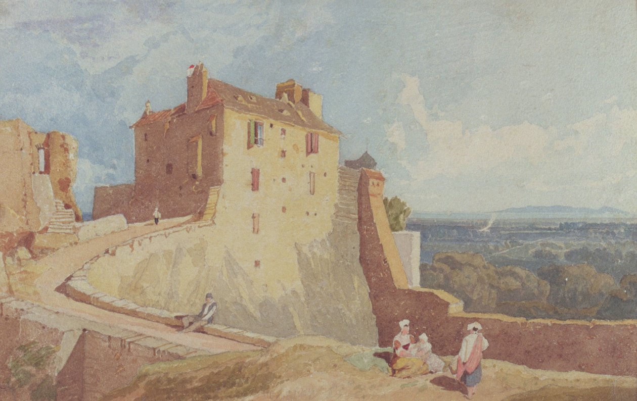 Figures sur les remparts à Domfront - John Sell Cotman