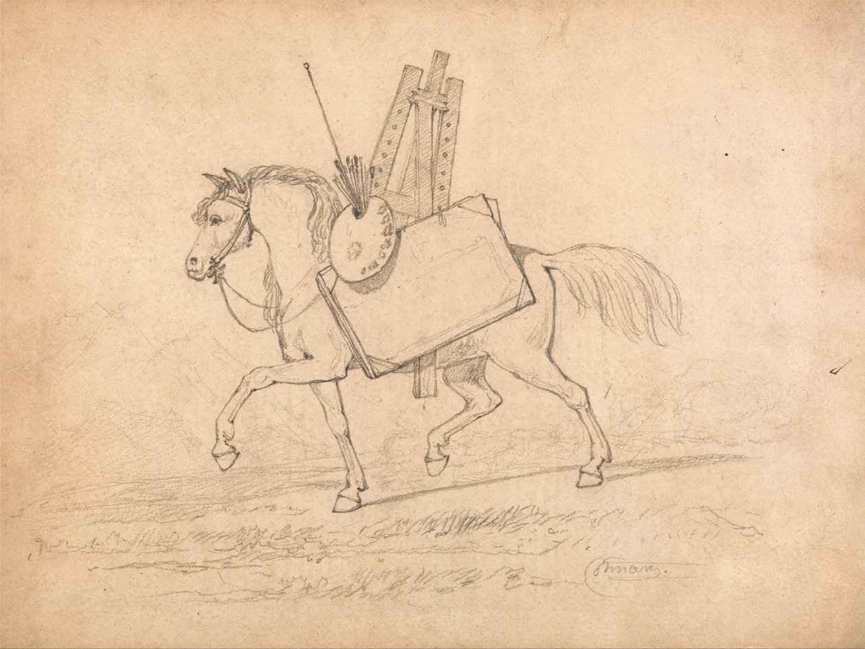 Cheval chargé de matériel d