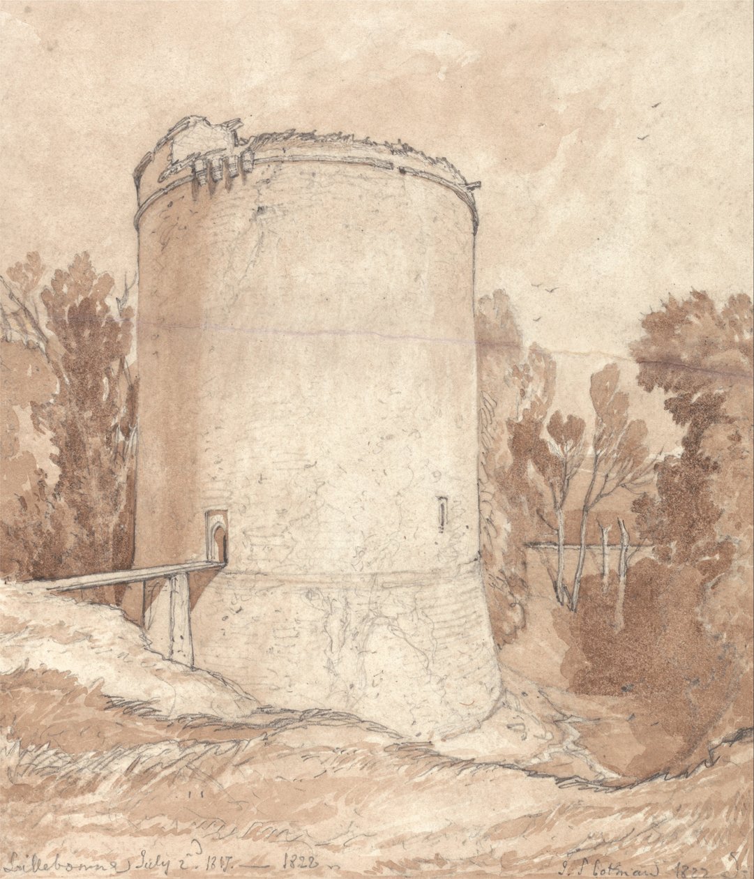 Tour ronde, château de Lillebonne, Normandie - John Sell Cotman
