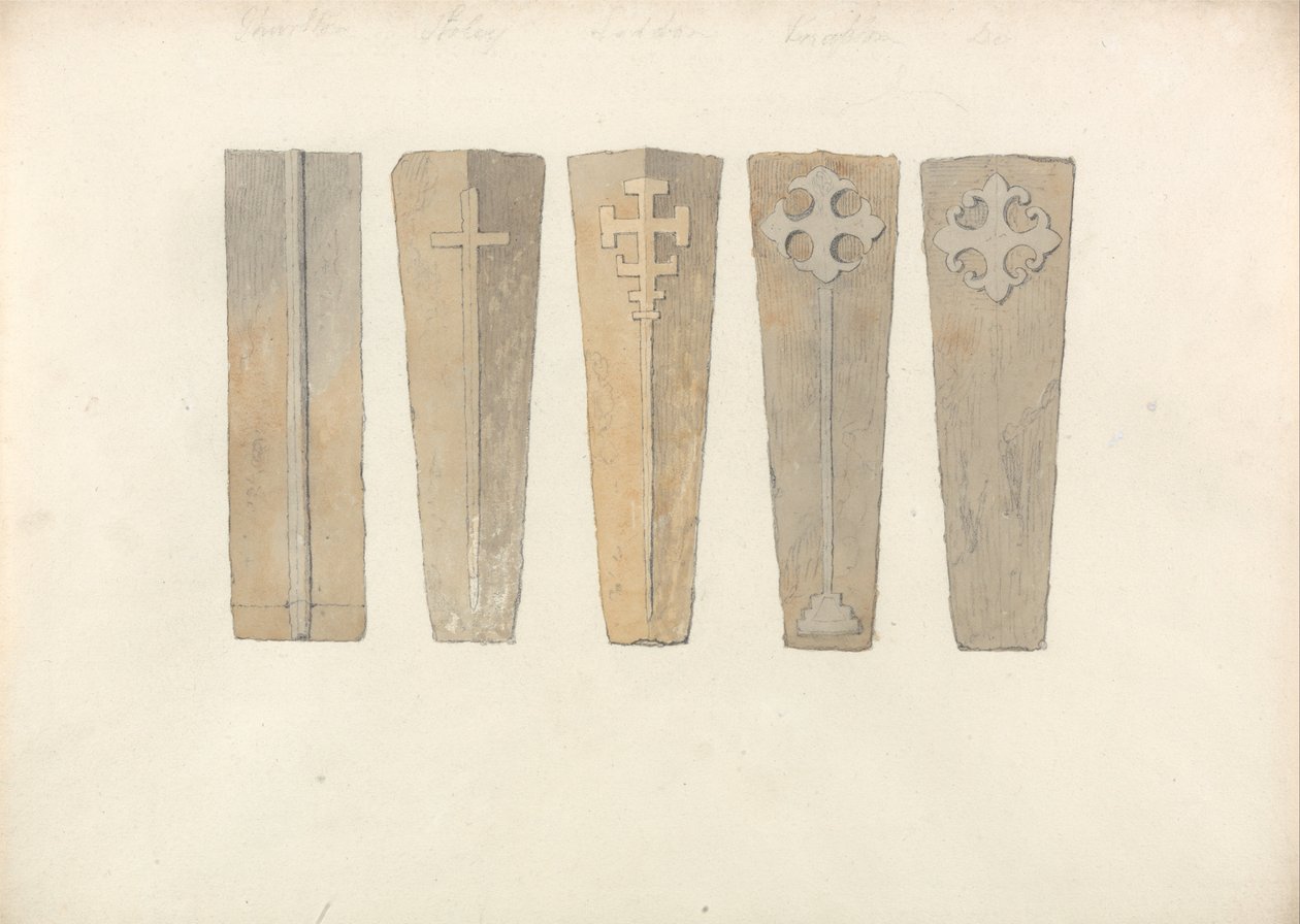 Études de cinq couvercles de cercueils des églises de Norfolk - John Sell Cotman