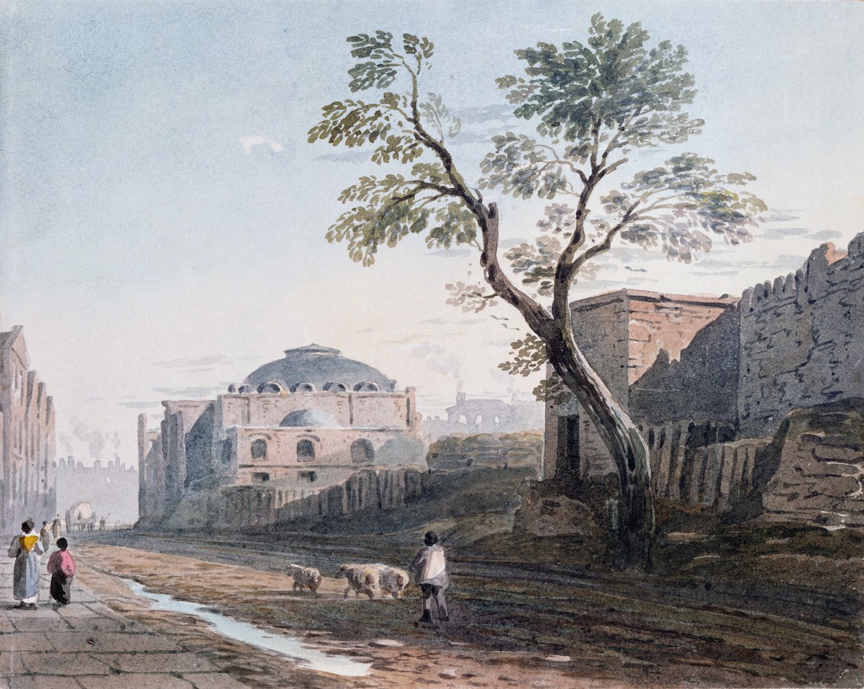 Église écossaise et les restes du mur de Londres, 1818 - John Varley