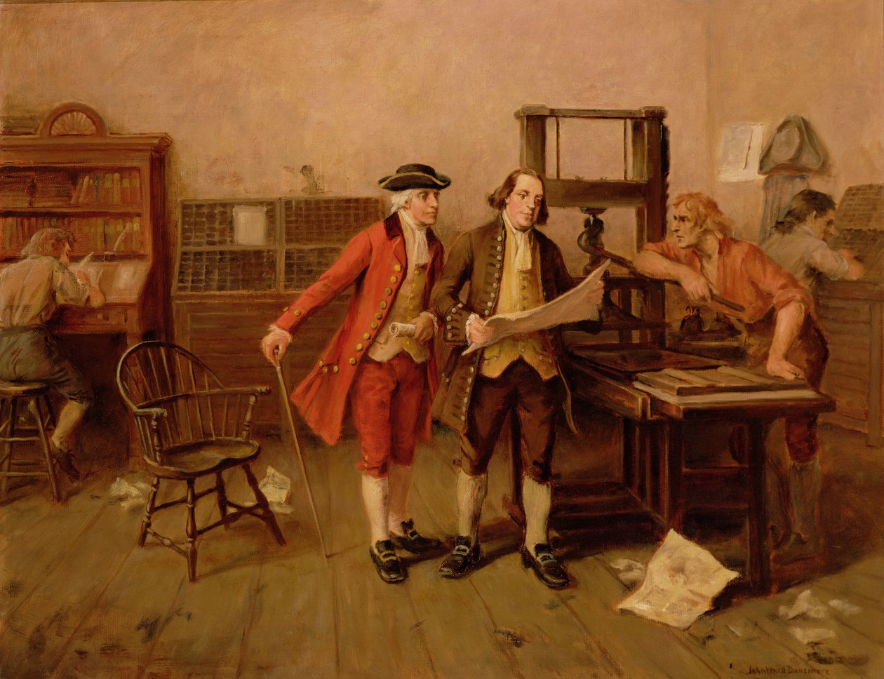 Benjamin Franklin, imprimeur, vers 1928 - John Ward Dunsmore