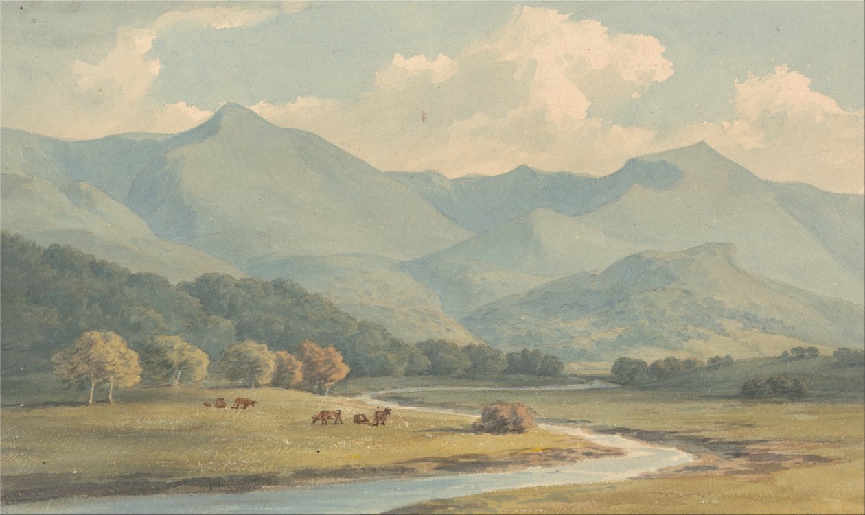 Carnedd Llewelyn et Carnedd David, Carnarvonshire, vus à travers la rivière Ogwen - John Warwick Smith