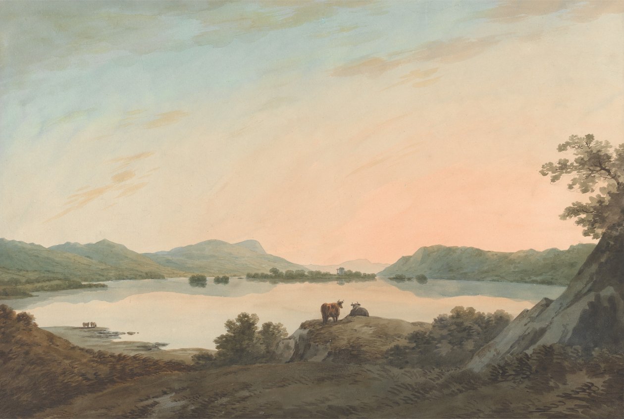Lac Windermere depuis Calgarth avec Belle Isle - John Warwick Smith