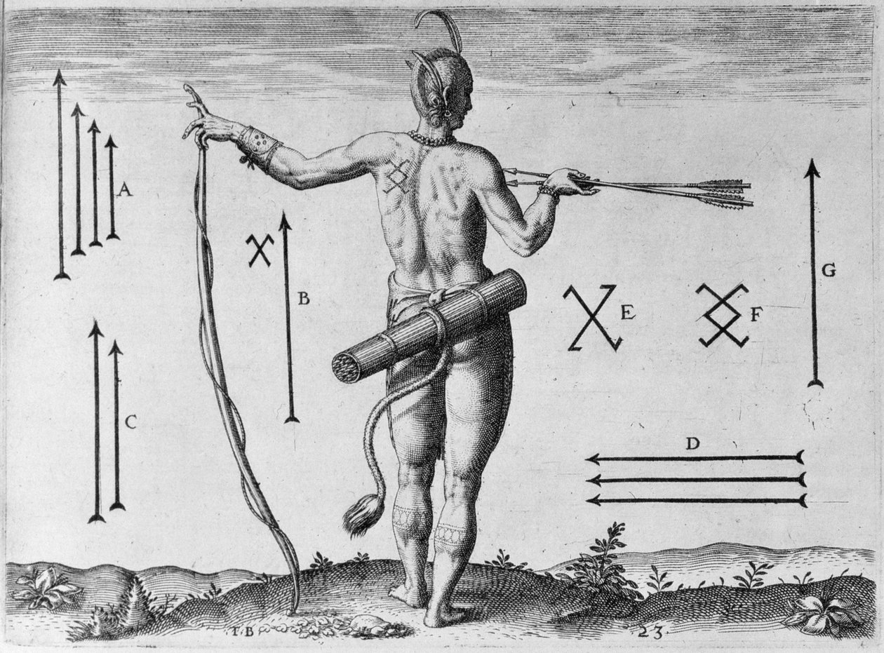 Marquages indiens, gravé par Theodor de Bry (1528-1598) - John White